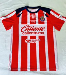 Red White Striped Soccer Style Jersey Breathable Athletic Shirt for Football Fans Outdoor Sports Wear