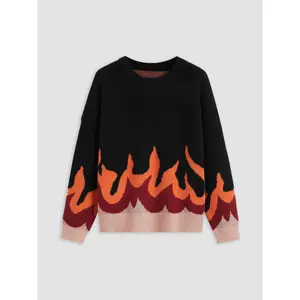 Cider [size 12/14-24] Knit Round Neckline Flame Long Sleeve Sweater Curve & Plus