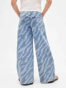 Teenager Easy Baggy Jeans - Authentic Unisex Low-Stretch Denim with Elastic Waist & Faux Fly - Sustainable Medium Wash Five-Pocket Style - Water-Saving Washwell Program & Recycled Cotton