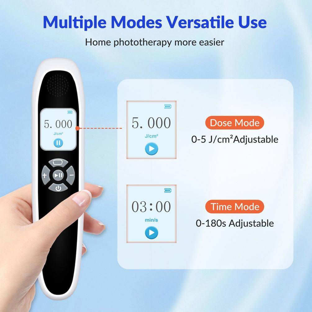 ZJZK 9 Diodes 308nm UVB Excimer Phototherapy Device, 45mW/cm² High Energy Density, Handheld Blue Light Skin Treatment, Targeted Therapy for Vitiligo, Psoriasis, Eczema, Atopic Dermatitis, Portable Home Use for Skin Disorders