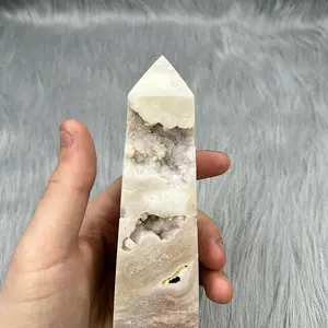 Gorgeous pink amethyst tower with druzy pockets