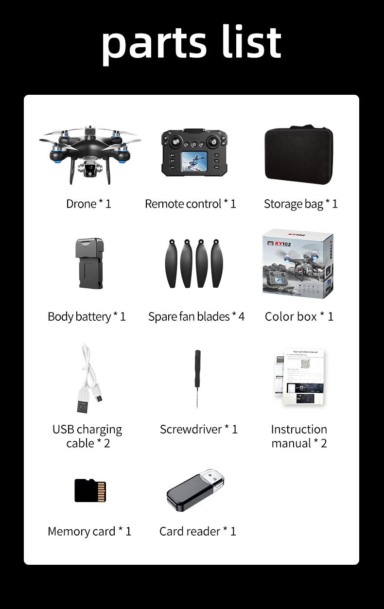 KY102 Drone with Screen Controller & SD Card, HD Camera, Brushless Motor, Optical Flow Positioning, Active Obstacle Avoidance, Dual Battery Kit, One-Key Takeoff/Landing, Beginner FPV Quadcopter