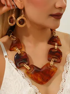 Fashion 2-Piece Teardrop Jewelry Set: Minimalist Handmade Necklace and Earrings Fashionable Jewelry Set
