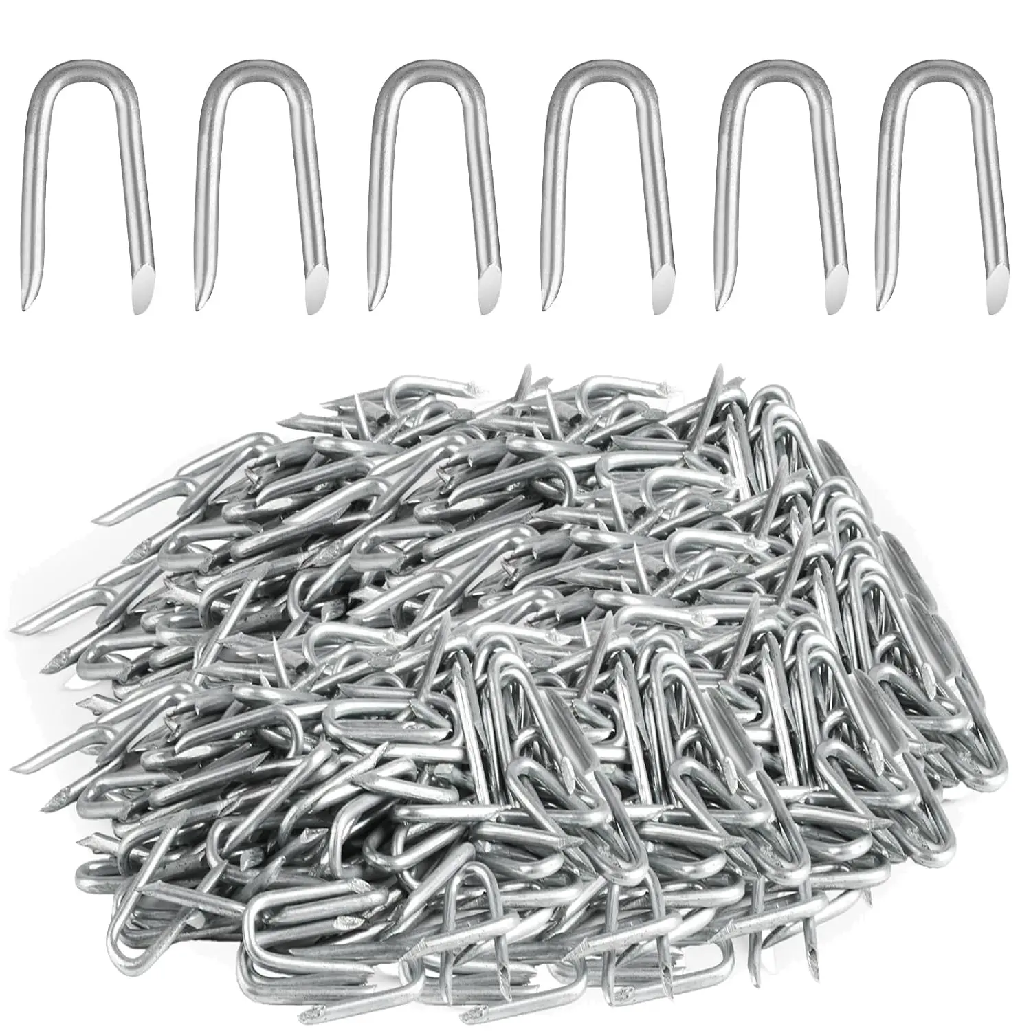 Wire , Fence Stapless, Steel U Nails for Fencing, U Shaped Wire Nails, Galvanized Barbed Wire Fencing  Fasteners for  Garden Barbed Chicken Wires Hardware (180)
