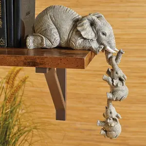 Adorable Resin 6pcs/set Elephant Hanging Decor, Statue, Elephant Set Gift, Mother and Child Elephant Ornaments, Resin Handicraft Design, Cute Home, Resin Animal Sculptures