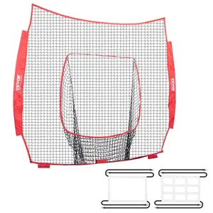 Summervibes7x7 ft Portable Baseball Practice Net, Backstop Training Equipment with Strike Zone, Hitting & Batting Training Aids (Net Only), Two Targets