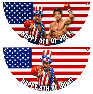 Rocky Apollo Creed 4th of July Bunting Banner | USA 250th Independence Day Semi Circle Flag | Patriotic Porch Outdoor Decor