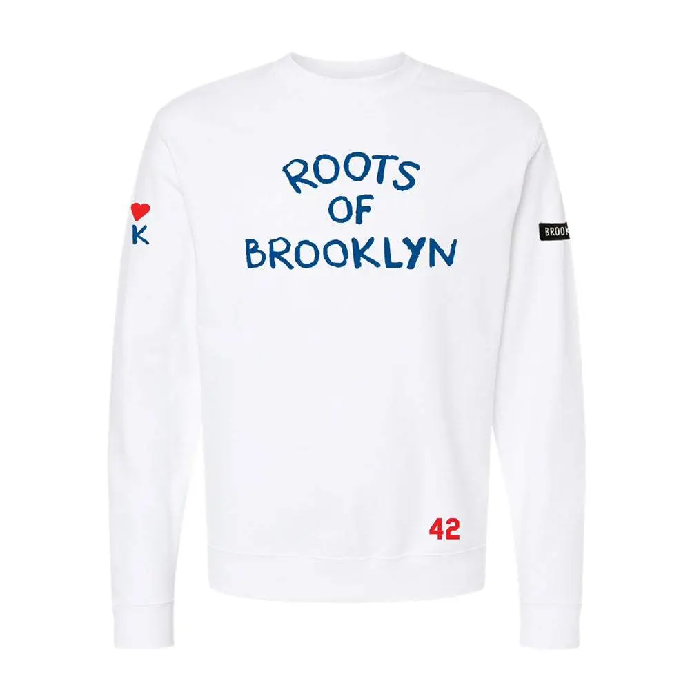 Unisex White Crew Neck sweater “Jackie Robinson #42 Tribute” Crewneck Menswear