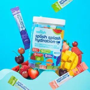 Wellah Hydration Stick Packs | Electrolyte Supplement | 1,500 mg Electrolytes Per Serving | 20 Servings