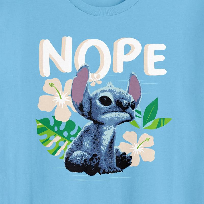 Disney Stitch T-Shirt Men's Nope Tropical Print Design Adult Graphic Print Tee