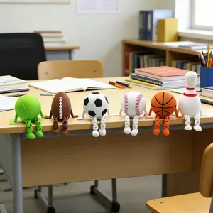 Desk Buddy Football Basketball Rugby Golf Baseball Sitting Figure Ornament, Sports Themed Decorative Figurine for Office & Home