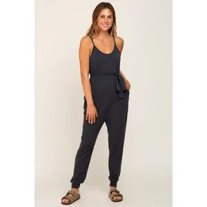 Charcoal Grey Sash Tie Jumpsuit