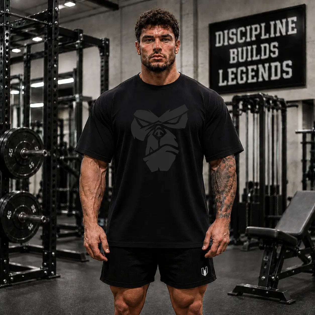Men's Oversized Gorilla Graphic T-Shirt | 180 GSM Cotton Gym & Streetwear Tee | Casual Workout Crew Neck Shirt Breathable Menswear Minimalist