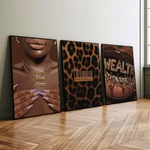Gold Grills Fashion Illustration Prints Unframed Poster, Black Woman Melanin Wall Art, Hypebeast Aesthetic Luxury Decor