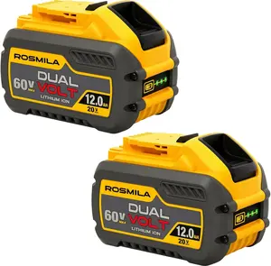 2Packs 12.0Ah Replacement for Dewalt 20V Battery Compatible with Dewalt 20V/60V lithium Battery DCB609 DCB606 DCB612 Series Power Tools Charger
