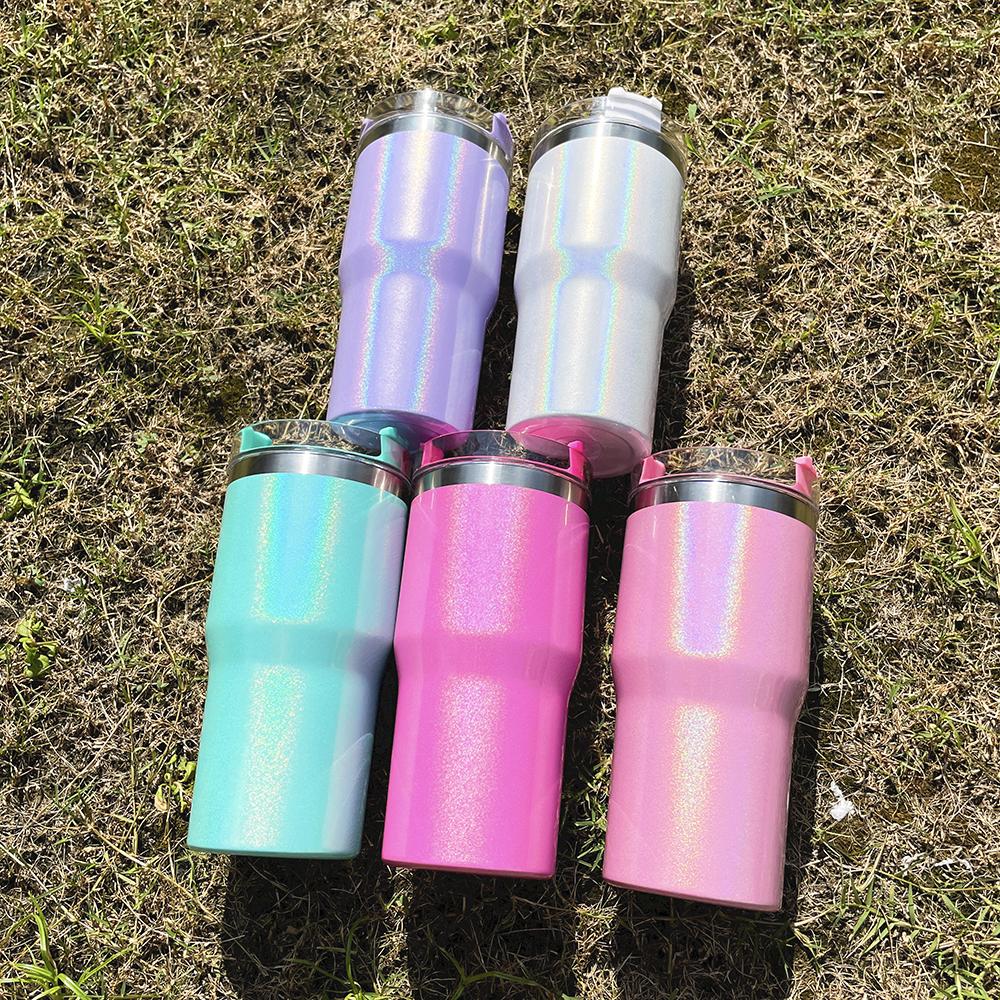 25pcs 20oz Colors Shimmer Blank Sublimation Tumblers Kids Sparkly Tumblers Mugs For Sublimation and UV DTF Wraps