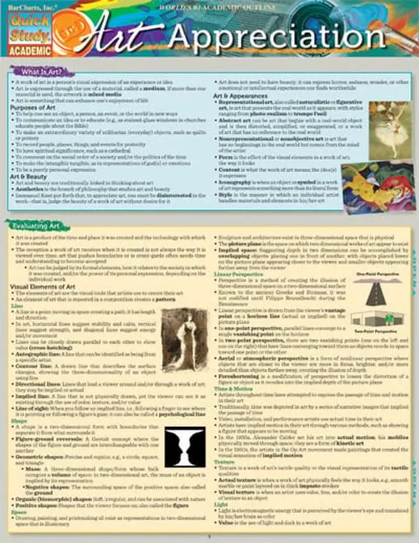 BarCharts 9781423216339 Art Appreciation Quickstudy Easel