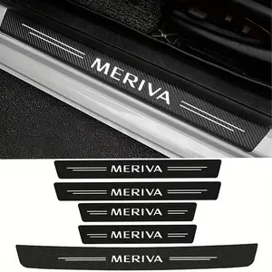 Opel Meriva Car Threshold Protector, Carbon Fiber Look, Leather-Like Material, Logo Sticker Included, Rear Bumper Scratch Guard