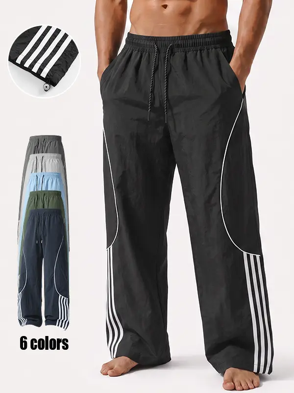 Men's casual drawstring trousers—available in, featuring striped cuffs and a multi-pocket design. Suitable for outdoor activities such as fishing, work, and camping, these pants are an ideal choice for spring and autumn.