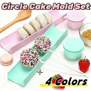 Round Cake Mold Set, Injection Molding Abs Material, Non-3D Print, 4 Colors Available, Includes Press Tool, Baking Cookie Making Tools