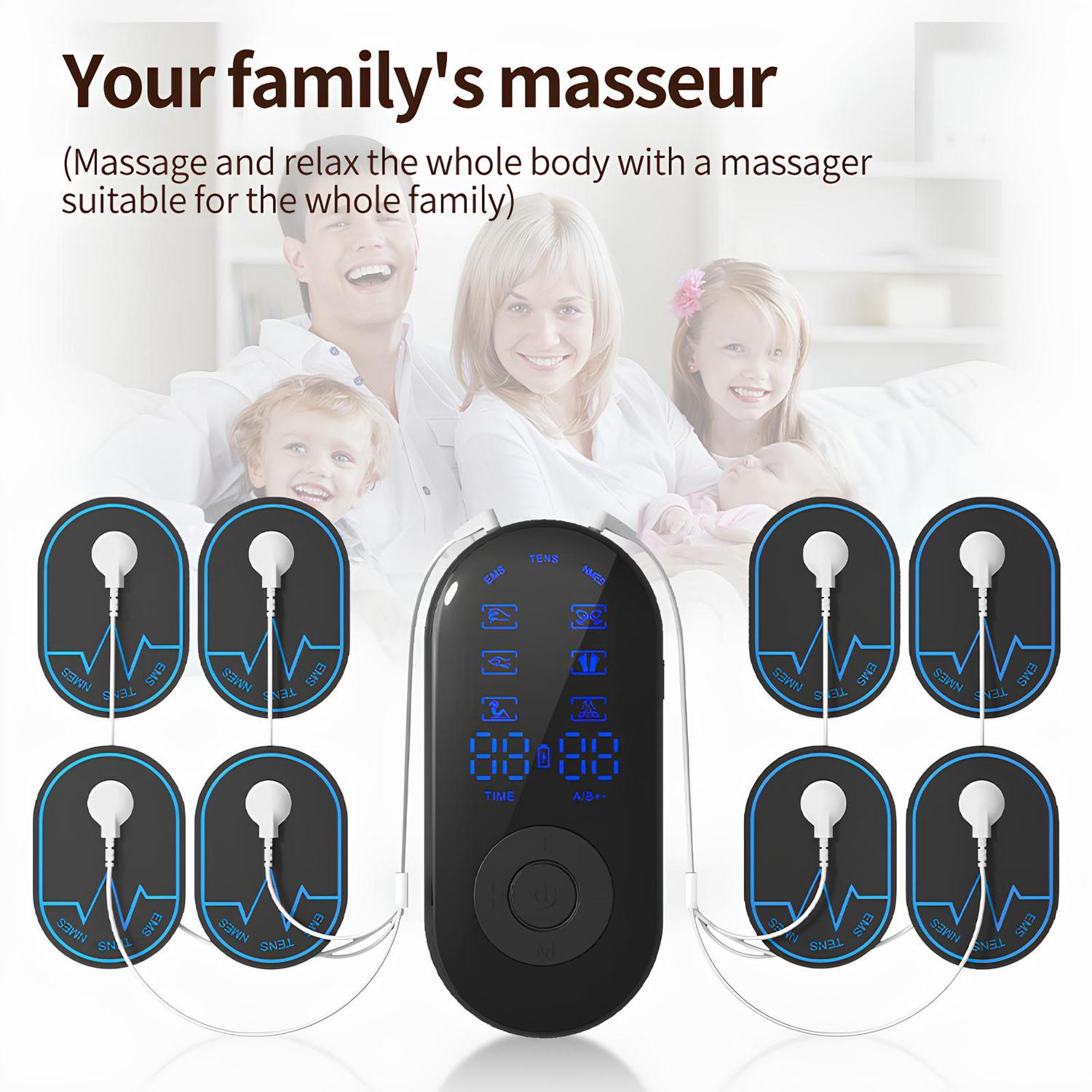 Tens Unit EMS Massage Muscle Stimulator, Dual Channel TENS Units Therapy Machine for Pain Relief, FDA Cleared Rechargeable Electronic Pulse Massager,with 4pcs Electrode Pads