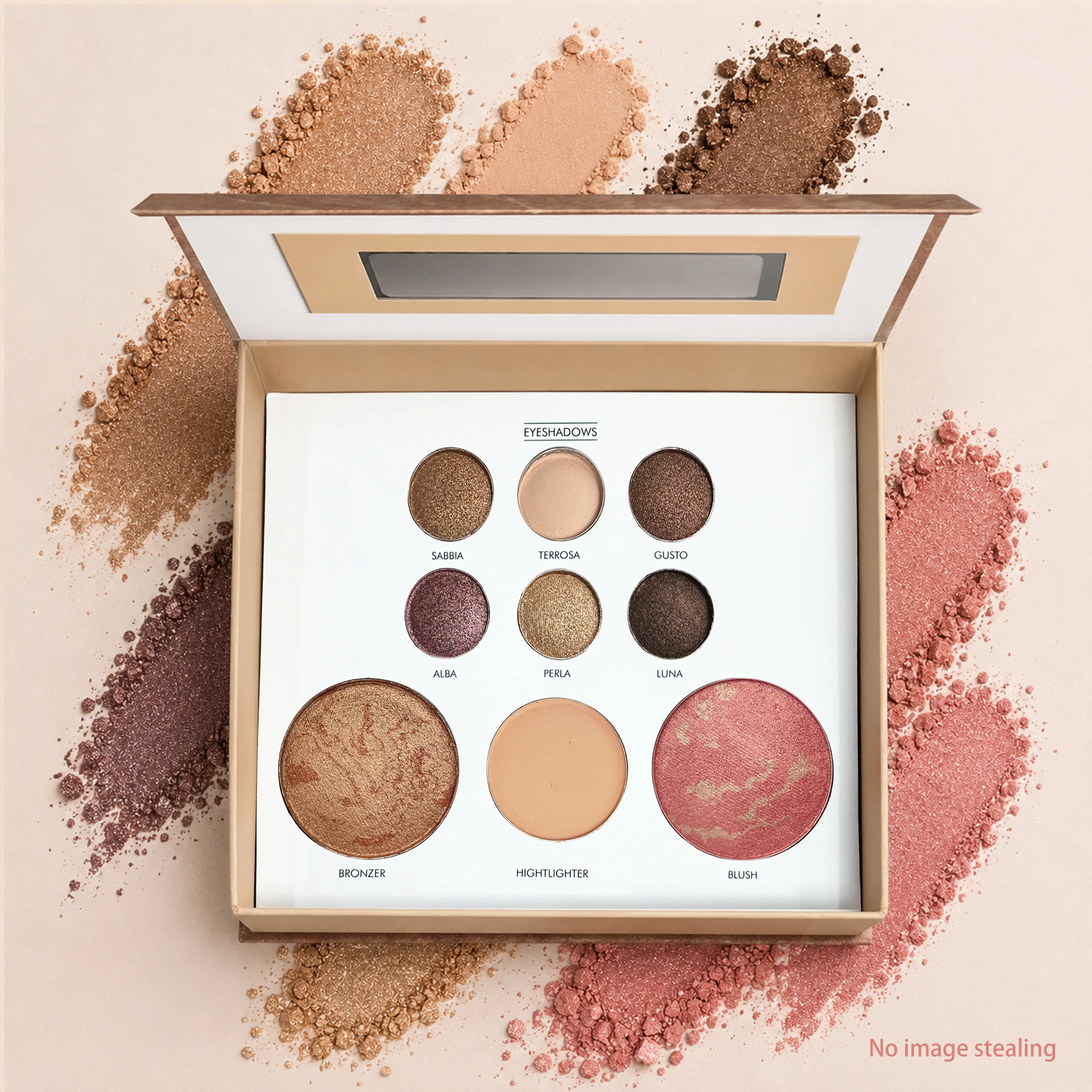 Full Face Beauty Kit - Glowing Makeup Palette with Compact Powder, Brightening Highlighter, Eyeshadow, Blush, Bronzer, Contour, Shine-Enhancing Formula
