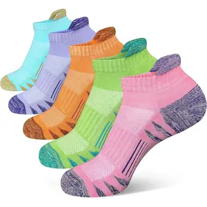 Womens Ankle Anti-blister Thick Cushioned Wicking Odor Resist Athletic Running Socks 5 Pairs Sports Stockings Tubesocks