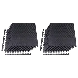 BalanceFrom Fitness Foam Interlocking Exercise Floor Mat, 24 SqFt, Black 2 Pack