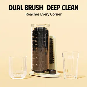 Hands-Free Suction Cup Cup Cleaning Brush, Sink Automatic Glass Scrubber