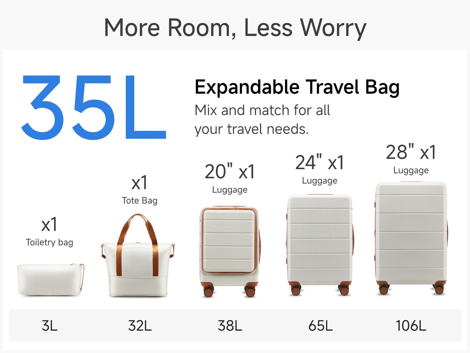 LUGGEX 3/5-Piece Hardside Luggage Sets, Spinner Suitcases with Front Pocket for Laptop, TSA Lock, Tote & Toiletry Bag for Travel & Business LUGGEX 3/5-Piece Hardside Luggage Sets, Spinner Suitcases with Front Pocket for Laptop, TSA Lock, Tote & Toiletry Bag for Travel & Business