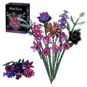 Flower Building Set, Wildflower Bouquet, Artificial Bouquet Flowers Arrangement, Compatible with Lego Botanical Collection for Adults, Dinner Table, Living Room Home Office Decor, Ideal Gift, 614PCS