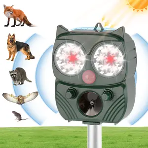 Solar Animal Repeller, Ultrasonic Repellent, Motion Detection, LED Flashing Light, Dog, Cat Repellent, Squirrel, Raccoon, Skunk, Rabbit, Rodent, Fox, Deer, etc.
