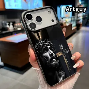 Phone Case for iPhone 17 16 Pro Max 15 Plus E 14 13 12 11 Air XR XS Jesus' sacrifice Cross of faith Divine compassion Pattern Full Body Protection Anti-Scratch PC Smartphone Cover
