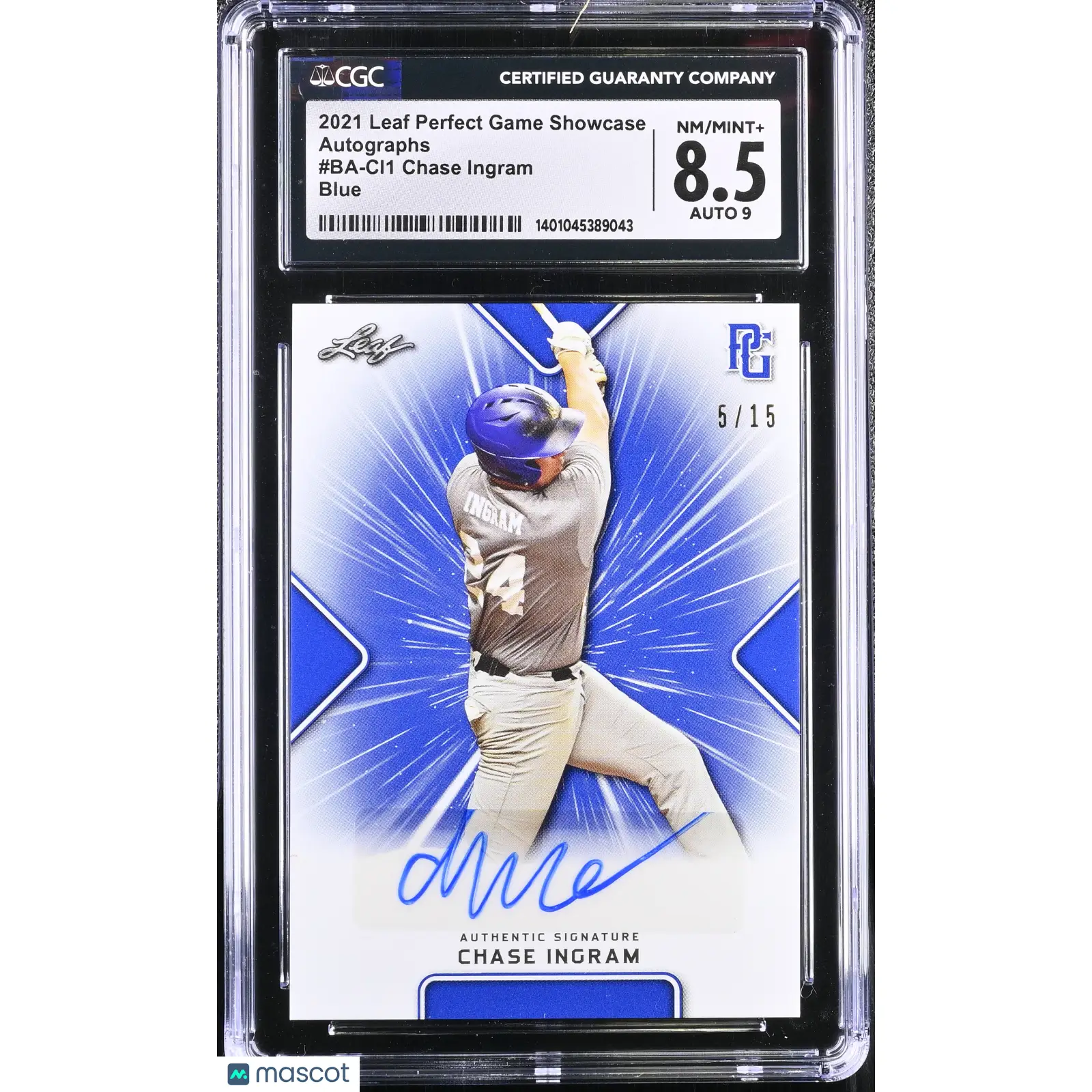 Chase Ingram CGC 2021 Perfect Game Showcase #BA CI1 Blue 5/15 Baseball 8.5