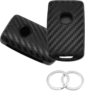Carbon Fiber Look Key Fob Cover Case Key Protector Keyless Remote Holder Compatible with 3 6 CX-30 CX-50 CX-90 CX-3 CX-5 CX-9 MX-5 Miata MX-30 EV 3 Sport Black (Set of 2) WAZSKE11D01