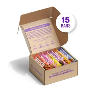 MOSH Best Sellers Variety Pack - 15 High Protein Bars, Protein Snacks, Lower Sugar, High Fiber, Keto Friendly, Gluten Free, 6+ Brain Nutrients (Including Cognizin) Brain Boosters, Mission Focused, Gives Back, Ideal for Cupboard Storage