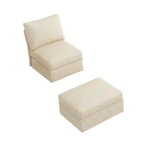 【Only Middle Module+Ottoman】For 85-108 Inch Sectional Sleeper Sofa withPull Out Bed,U Shaped 7 Seat Modular Sectional Sofawith Storage, Sectional Couches for Living Room, CloudModular Couch, Removable Sofa Cover