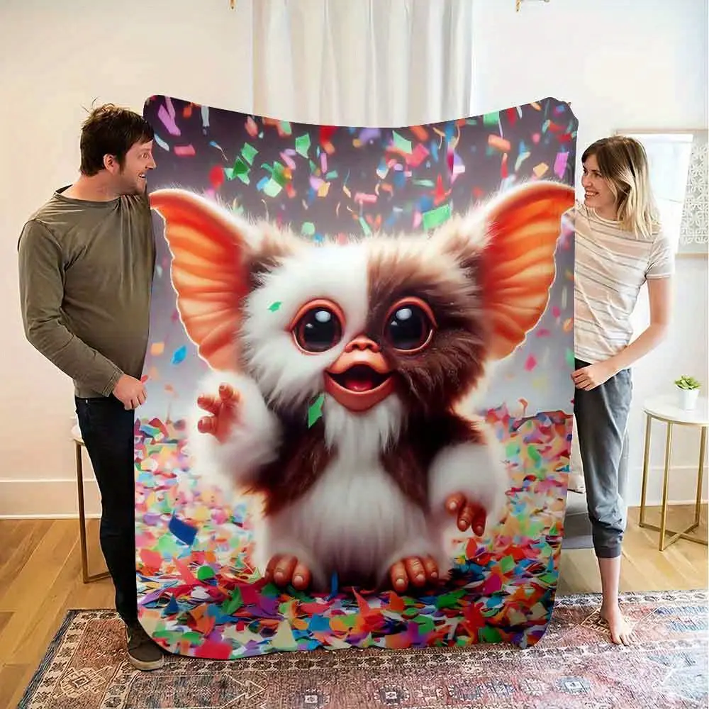Gizmo Gremlins Confetti Throw Blanket, 80s Movie Fan Themed Cozy Blanket, Soft Fluffy Lightweight Blanket for All Seasons, Anti-Pilling Washable Decorative Blanket