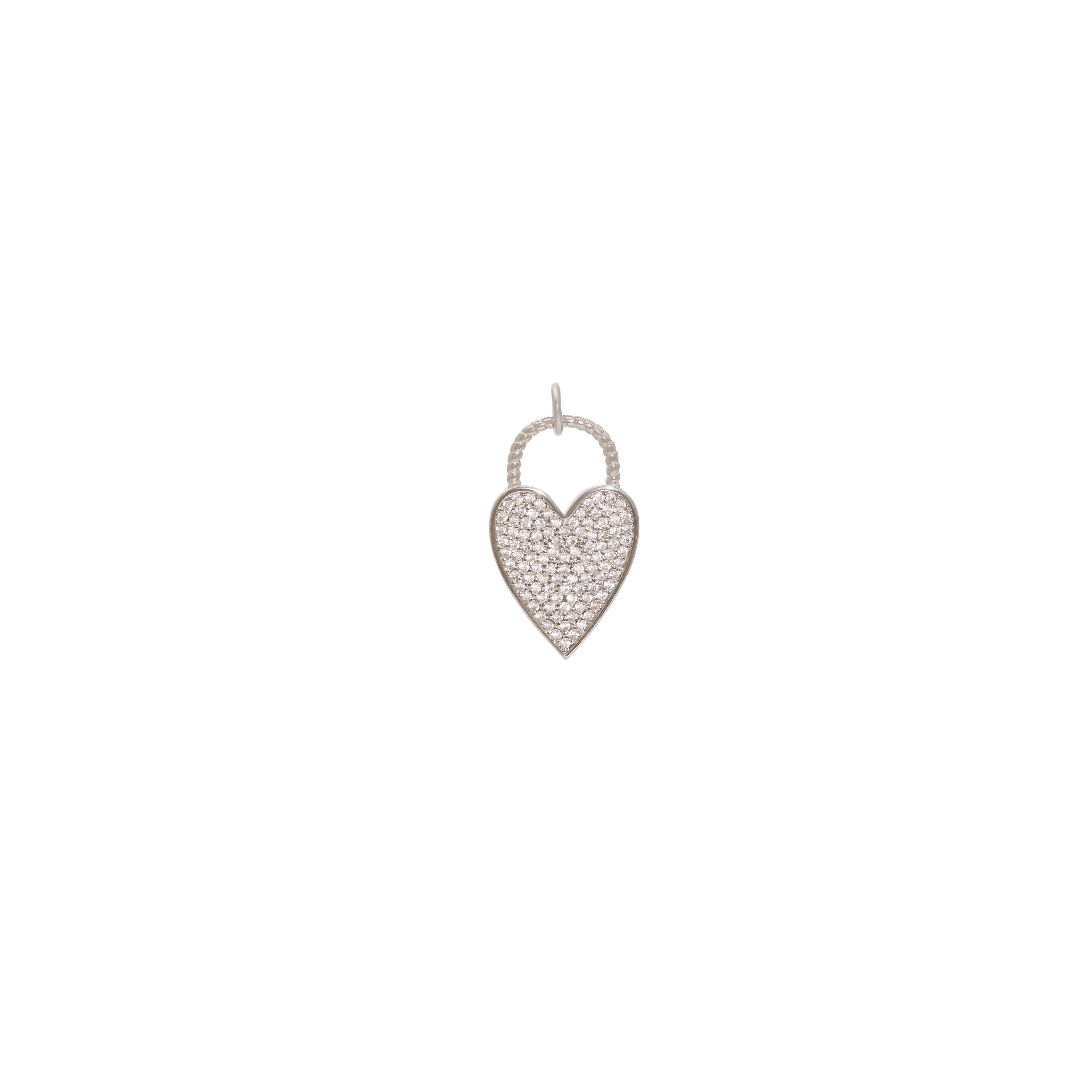 Silver Zircon Locket Heart Charm