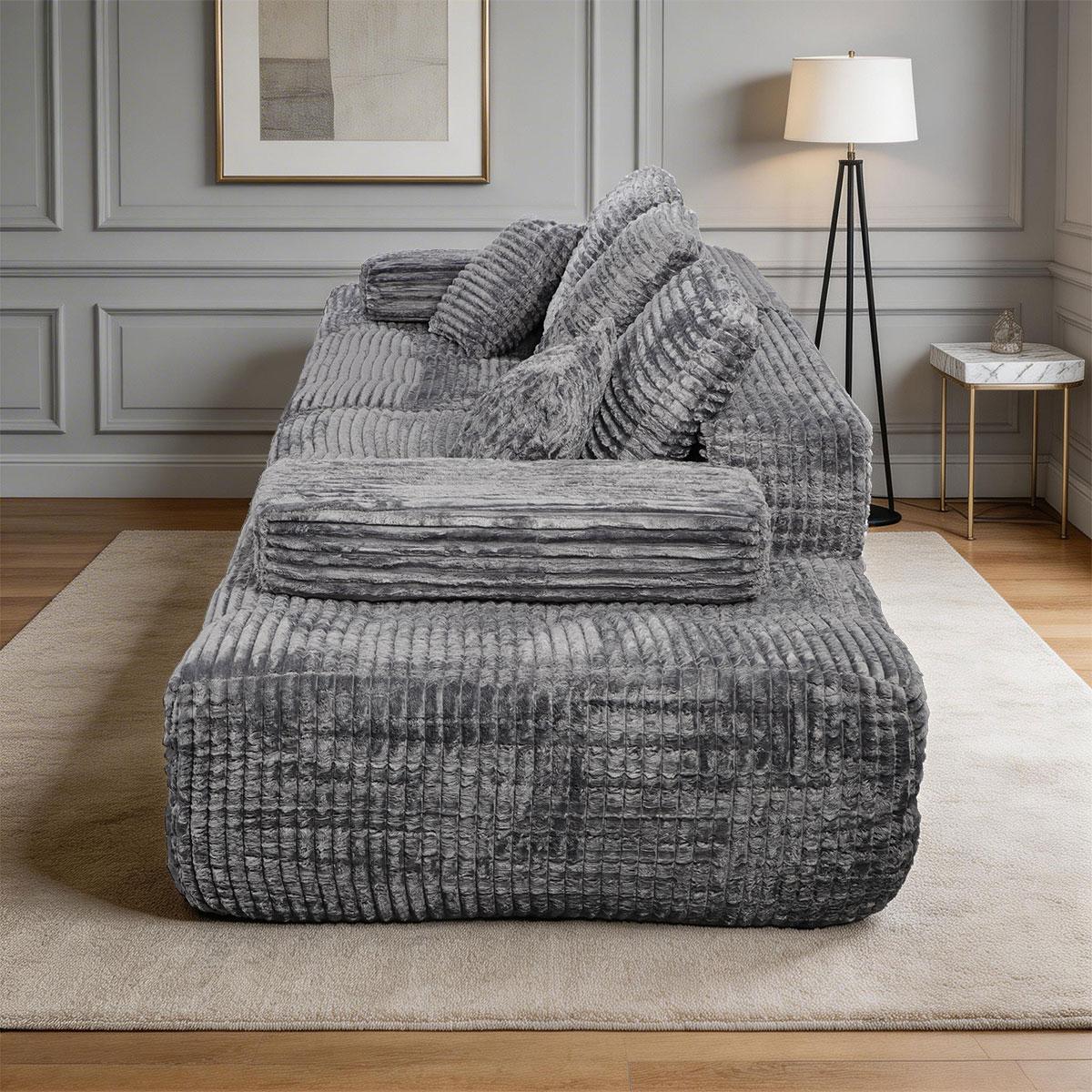 [2 packages shipped] 110 inch Corduroy fabric high-density sponge boneless sofa multiple combination methods ergonomic suitable for various scenarios compressed sofa No need to assemble segmented sofa kit, flexible configuration