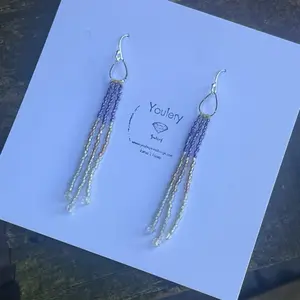 Youley Hand Beaded Earrings with Purple Tassels and Silver Accents, Simple Design, Elegant Accessory for Any Occasion accessories women