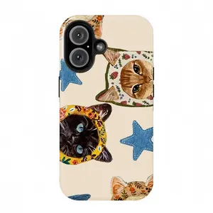 Cat Phone Case for iPhone 17Pro Max 16 15 14 13 12 Plus Double Layer Protective Stylish Fitting Smartphone Case with Cat Design