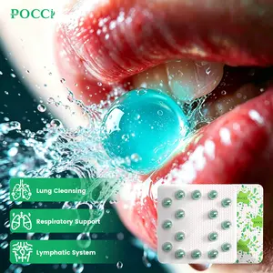Pocci Herbal Probiotic Liposomal Burst Beads – Daily Cooling Mint Fresh Breath Oral Care, Lymphatic Drainage Support, 80 Counts (5 Packs x 16 Pieces)