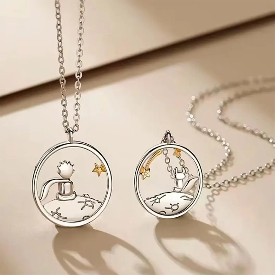 Fashion Cute Prince Little Fox Pendant Necklaces Choker Couple Necklaces Pendants Women Jewelry Accessories Valentine's Day Gift