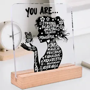 Inspiring acrylic desktop decoration, positive verbal reminders, elegant and simple two-dimensional design, suitable for homes, offices, and cafes, the perfect gift choice, Home Decor Products