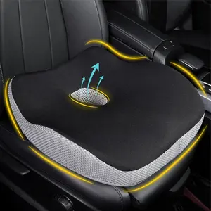 Car Seat Cushion, Ergonomic Memory Foam Car Cushion for Sciatica Pain Relief, Larger Driving Seat Pillow for Short Drivers on Long Drives - Butt Pillow for Truck, Office, Wheelchair - Black&Gray