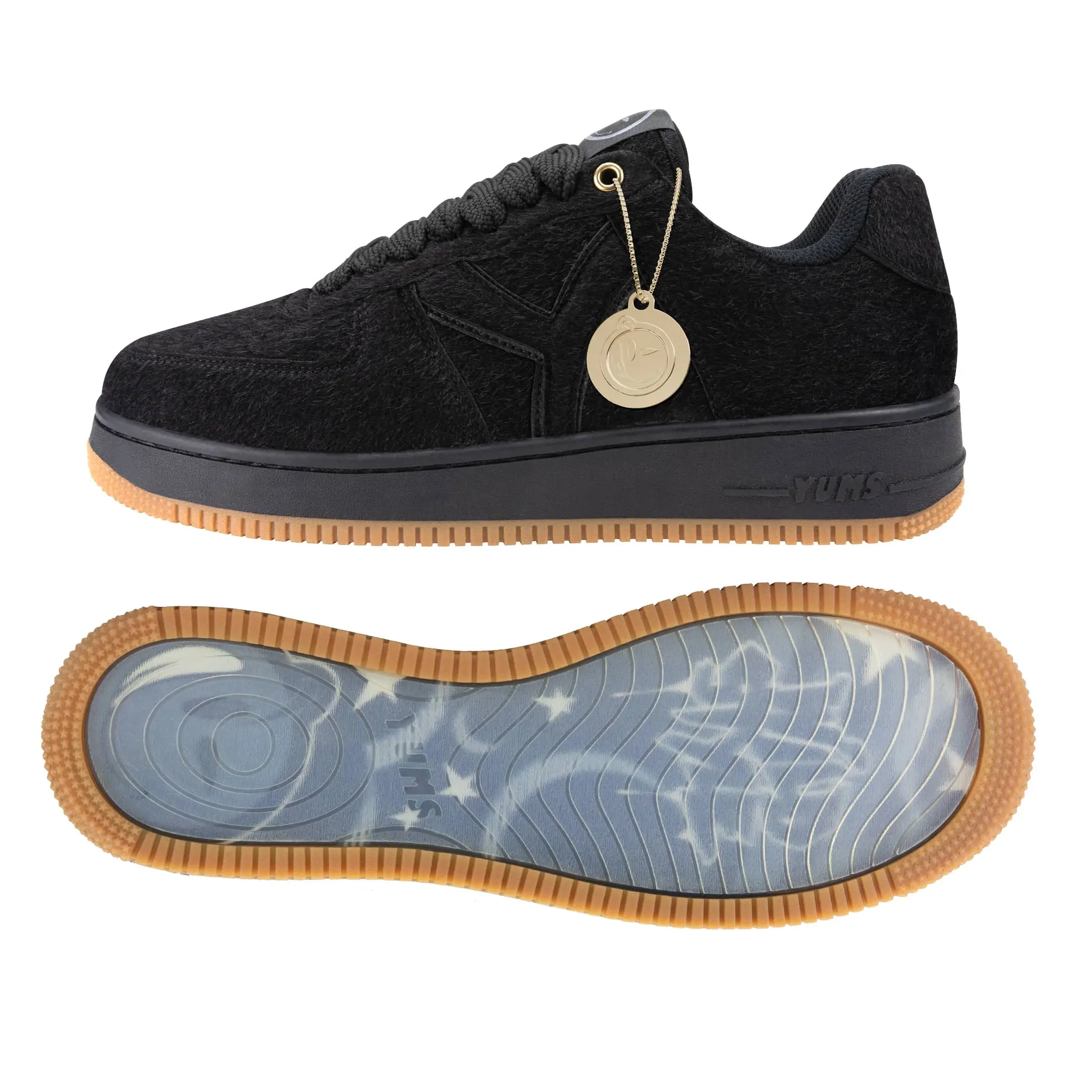 Wild Style 06 Sneakers - Black Faux Pony Hair Casual Fashion Sneakers