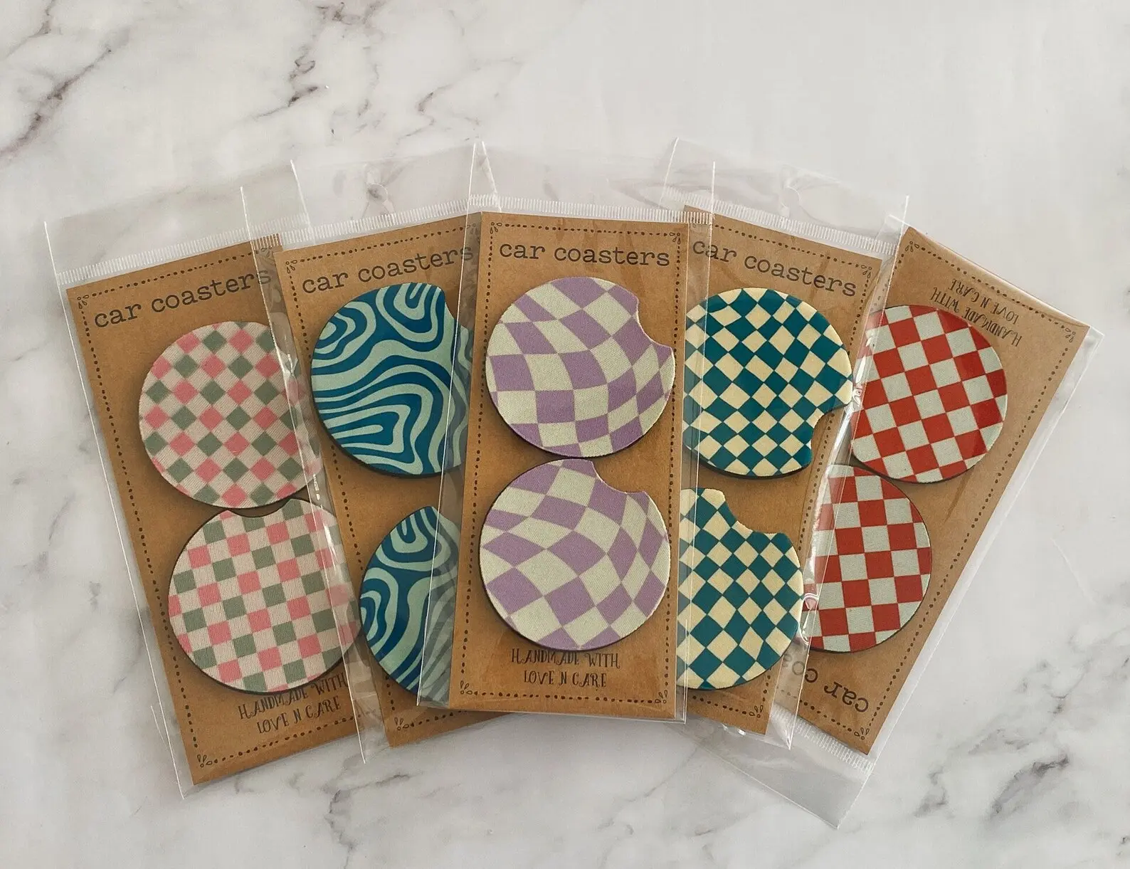 Retro Boho Car Coasters Set of 2 Absorbent Neoprene Automotive ...