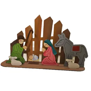 Hermoso Nacimiento de Carton Prensado with Nativity Scene Figures and Wooden Fence for Festive Display