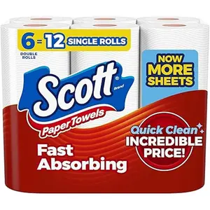 Scott Paper Towels, Choose-A-Sheet, 6 Double Rolls = 12 Regular Rolls (108 Sheets Per Roll)